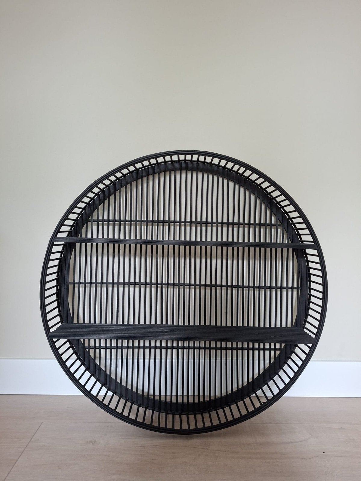 Zwart rond wandrek - bamboe/rotan stijl, Ophalen, Zo goed als nieuw