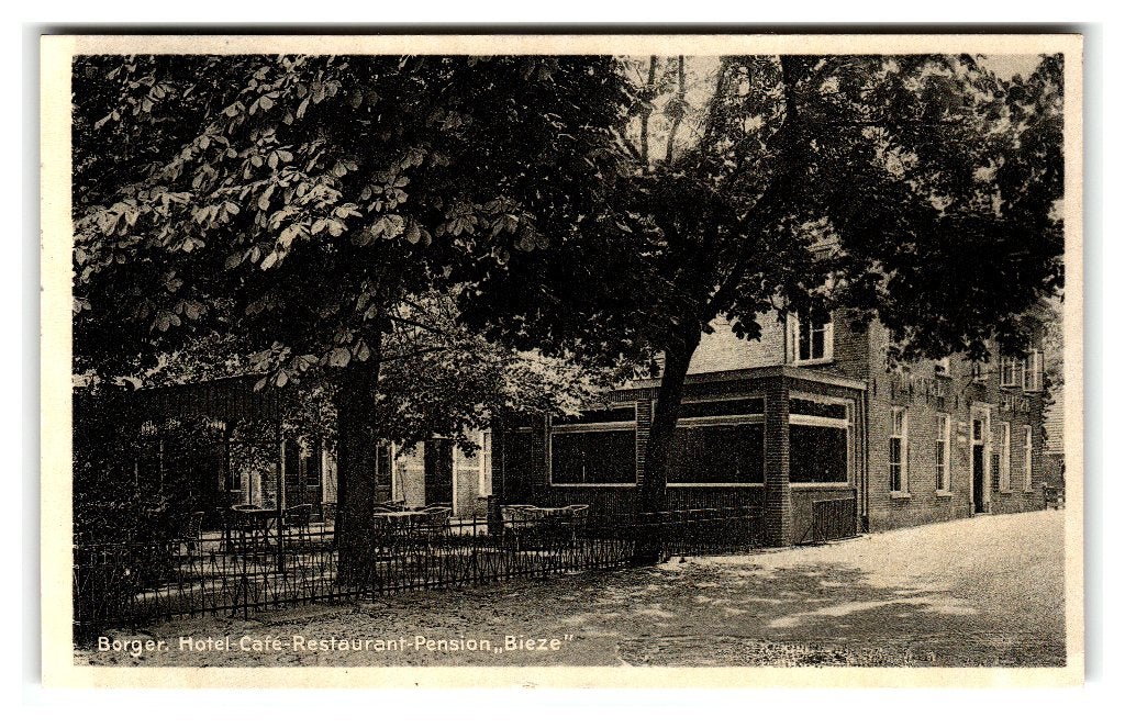 Borger, Hotel-Café-Restaurant-Pension "Bieze", Ophalen of Verzenden, 1920 tot 1940, Gelopen, Drenthe