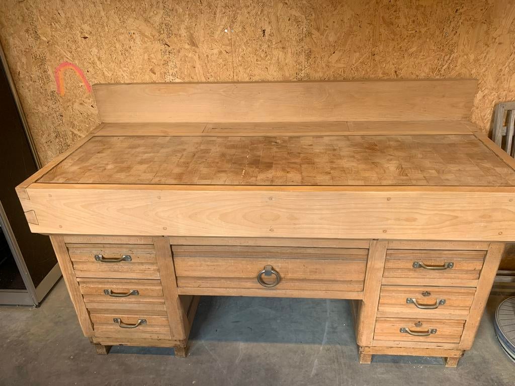 Antieke Slagersbank / Werkbank met Lades, Antiek en Kunst, Ophalen