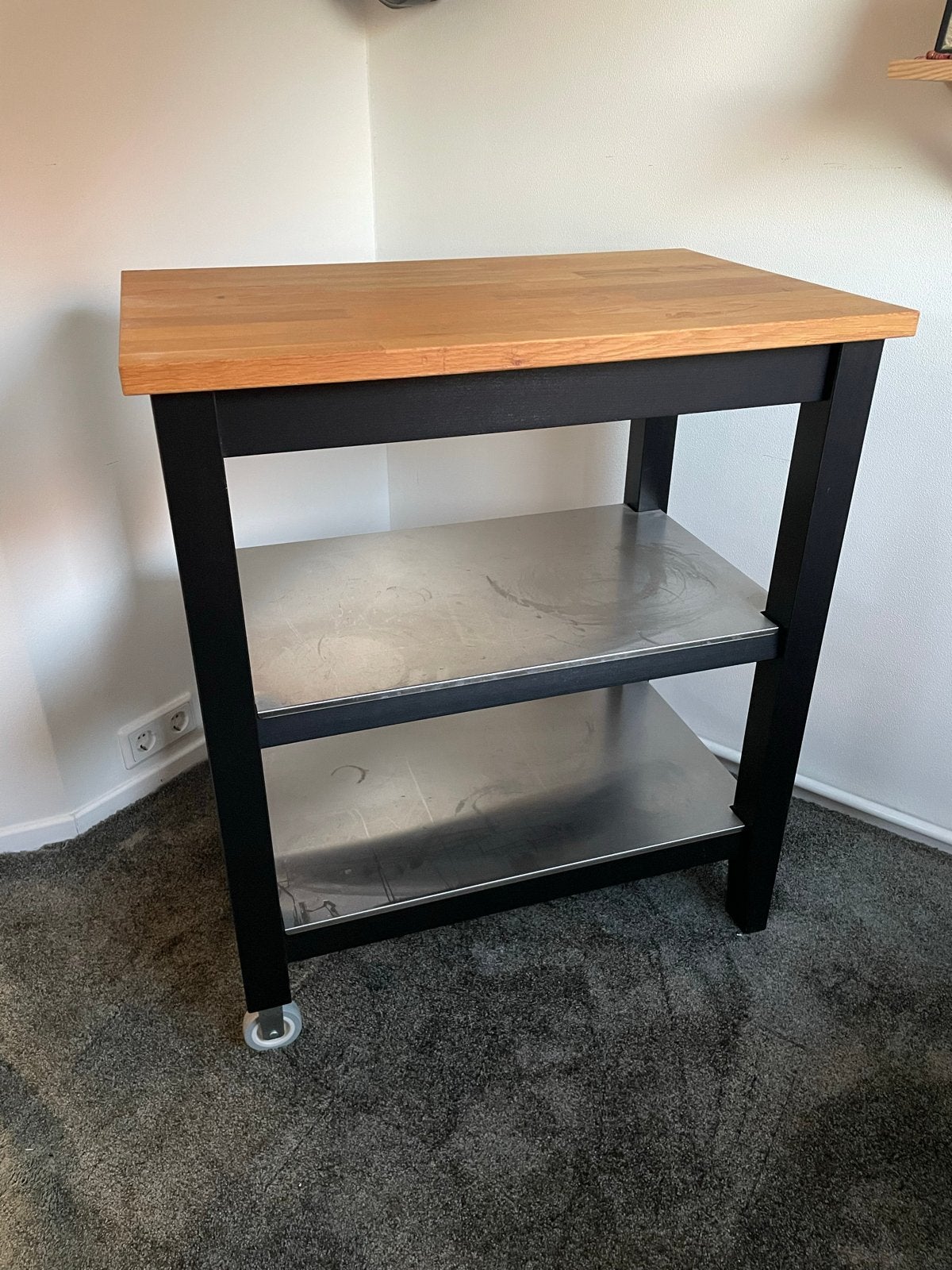 Ikea Stenstorp Keukentrolley met Houten Werkblad, Huis en Inrichting, Ophalen, Gebruikt, Hout, IKEA