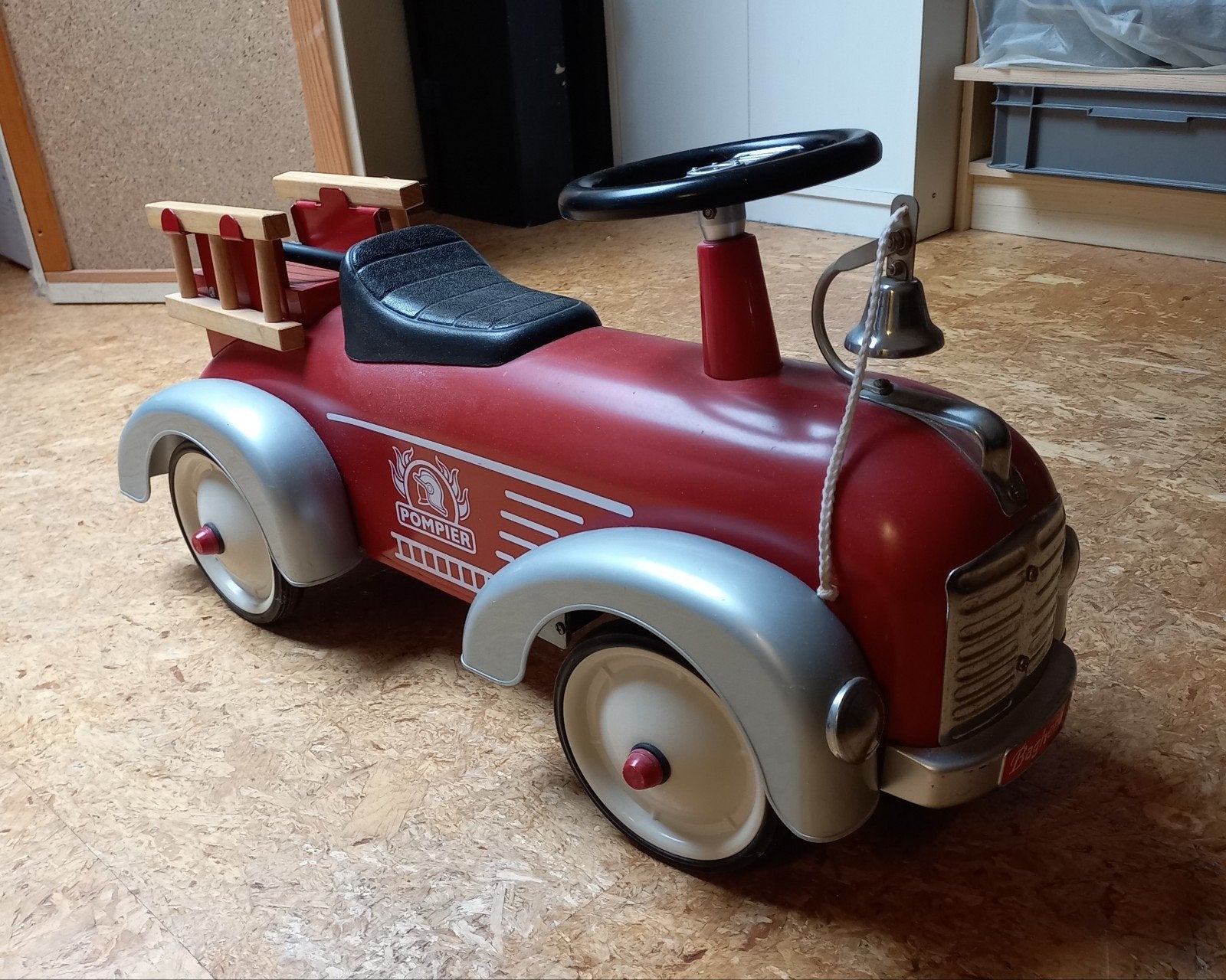 Vintage Baghera Brandweer Loopauto met Bel - Pompier, Ophalen, Gebruikt, Loopvoertuig