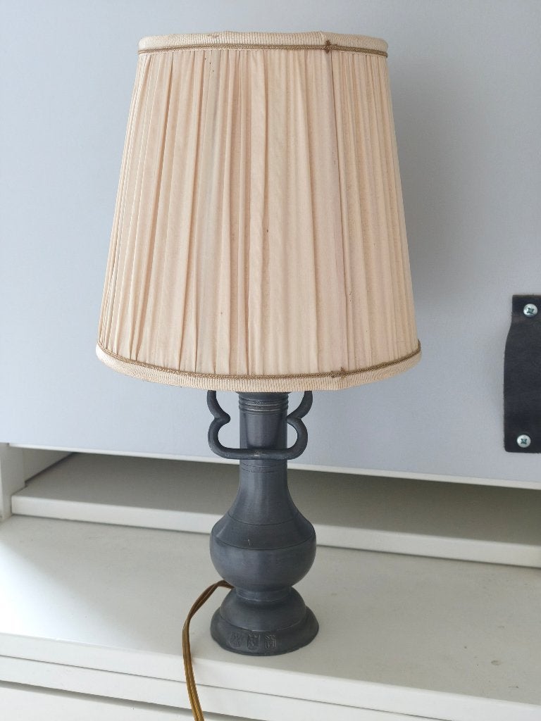 Schemerlamp met tinnen voet, Ophalen of Verzenden