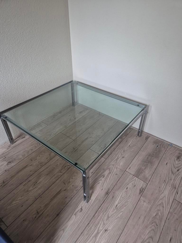 GRATIS Glazen salontafel, Huis en Inrichting, Tafels | Salontafels, Gebruikt, 100 tot 150 cm, Minder dan 50 cm, Rechthoekig