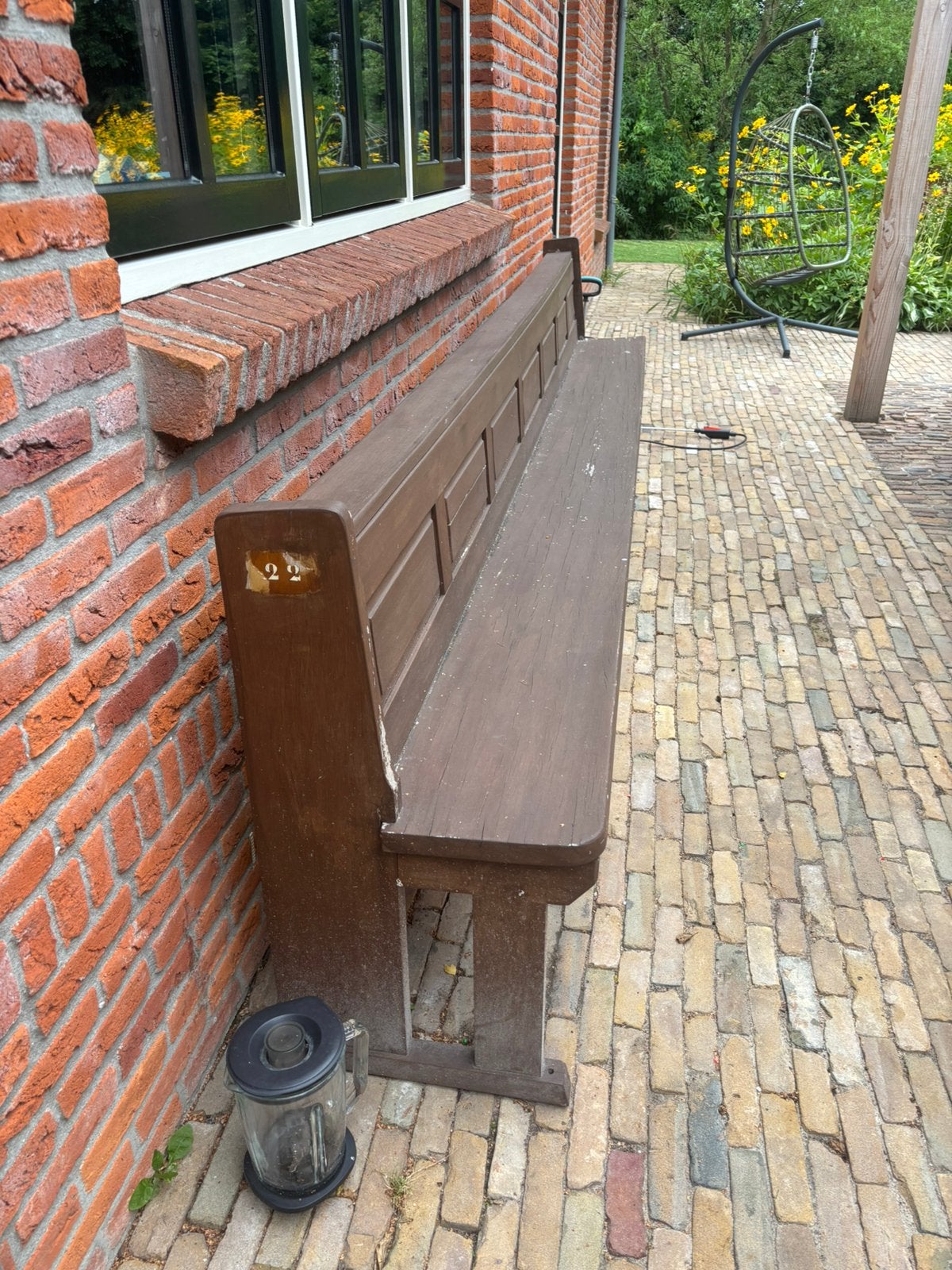 Kerkbank 3.55 lang, Tuin en Terras, Ophalen, Gebruikt