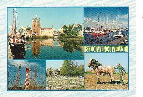 Ansichtkaart 	Schouwen-Duiveland	5-luik, Verzenden, 1980 tot heden, Gelopen, Zeeland