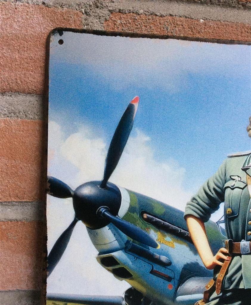 Messerschmitt Duitsland luftwaffe pin up Metalen Wandbord, Ophalen of Verzenden, Luchtmacht, Duitsland