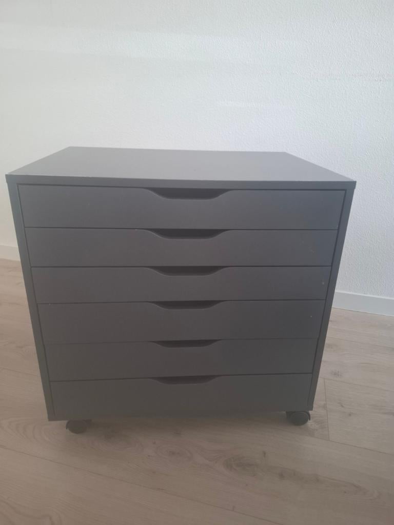 Ladekast op wieltjes - Donkergrijs, 6 laden, Gebruikt, 5 laden of meer, 100 tot 150 cm, Overige houtsoorten