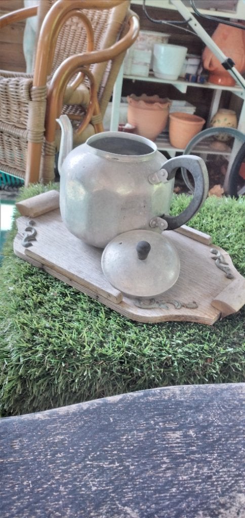 Oud theepotje,aluminium, Antiek en Kunst, Curiosa en Brocante, Ophalen of Verzenden
