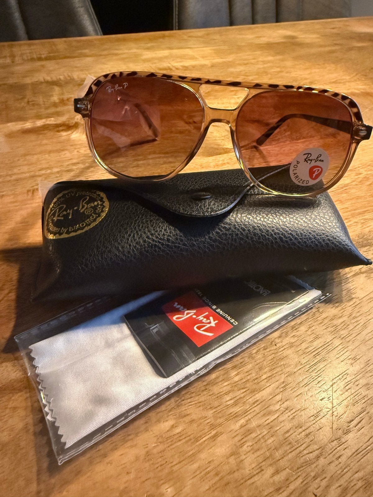 Ray-Ban Aviator zonnebril met luipaardprint, Zonnebril, Bruin, Nieuw, Ophalen of Verzenden