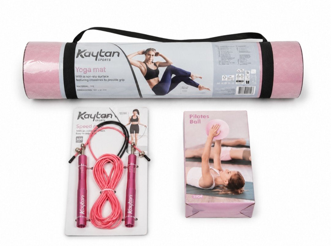 Kaytan Sports Fitness Set 3-in-1 – Yogamat, Springtouw & Pil, Ophalen of Verzenden