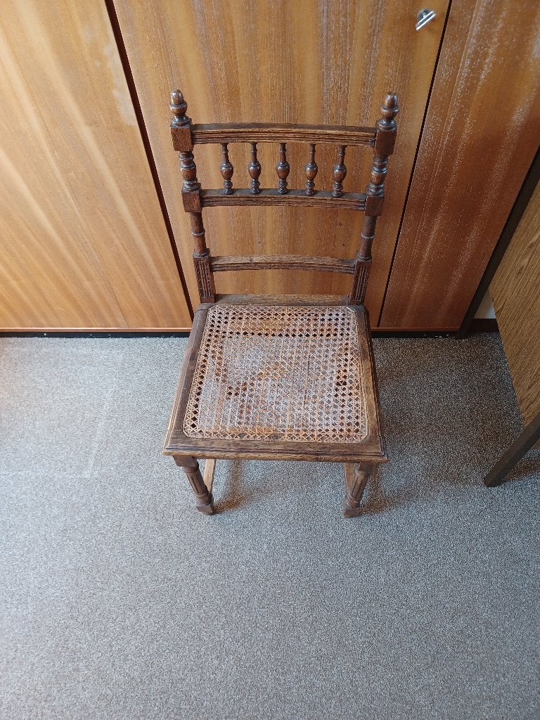 sier stoel retro riet, Ophalen, Gebruikt, Bruin, Hout