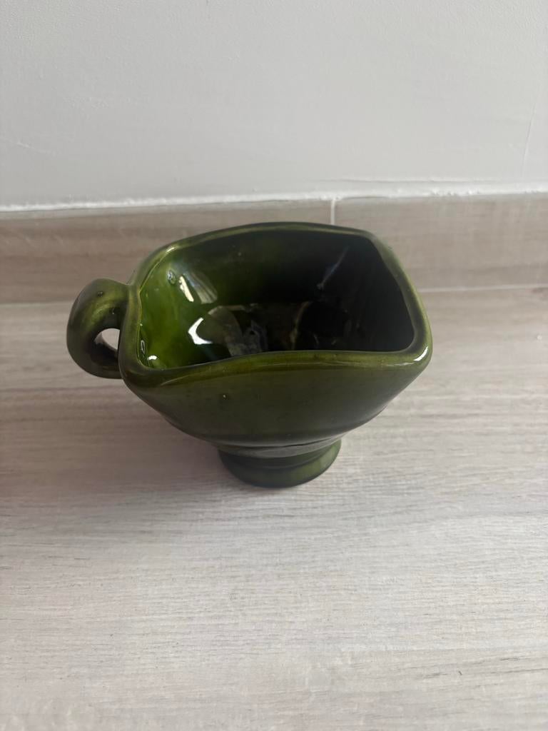 Vintage Groene Keramische Mok/Kom - Vuurtest, Ophalen of Verzenden