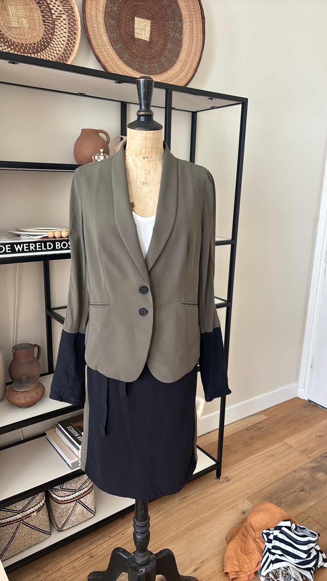 PENN&INK stretch blazer 44 en rok 42 set legergroen/zwart, Overige kleuren, Verzenden, Maat 42/44 (L), Zo goed als nieuw