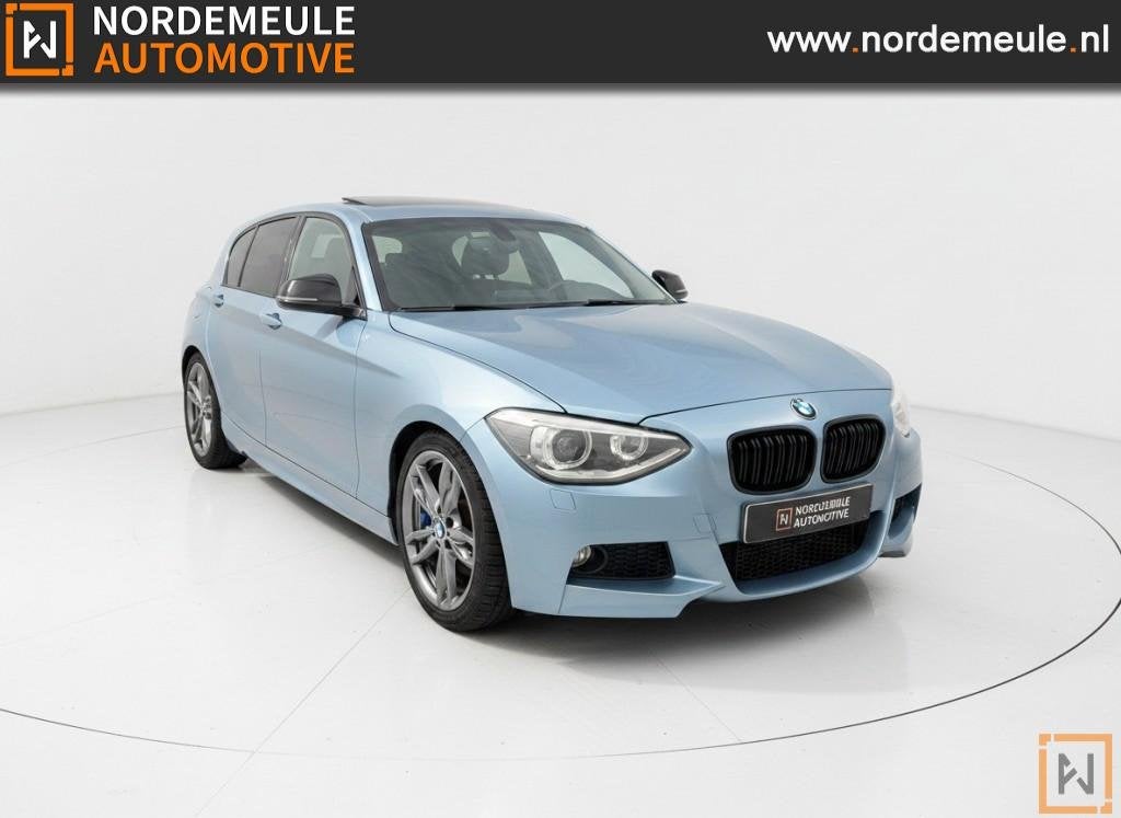 Bmw 1-SERIE 120D M sport HIGH EXECUTIVE, PANO, AUT, STOELVW, Auto's, Euro 5, 4 cilinders, Blauw, Leder