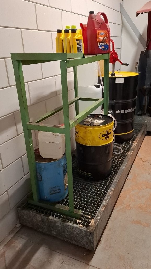 Gegalvaniseerde lekbak met rooster 247x70cm + stalen rek, Ophalen, Gebruikt, Overige metalen