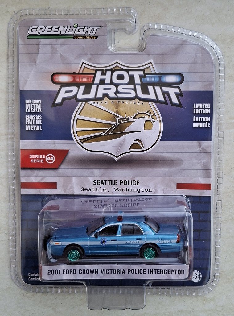 2001 Ford Crown Victoria Police Greenlight 1/64 Chase Seattl, Ophalen of Verzenden, Nieuw, Auto