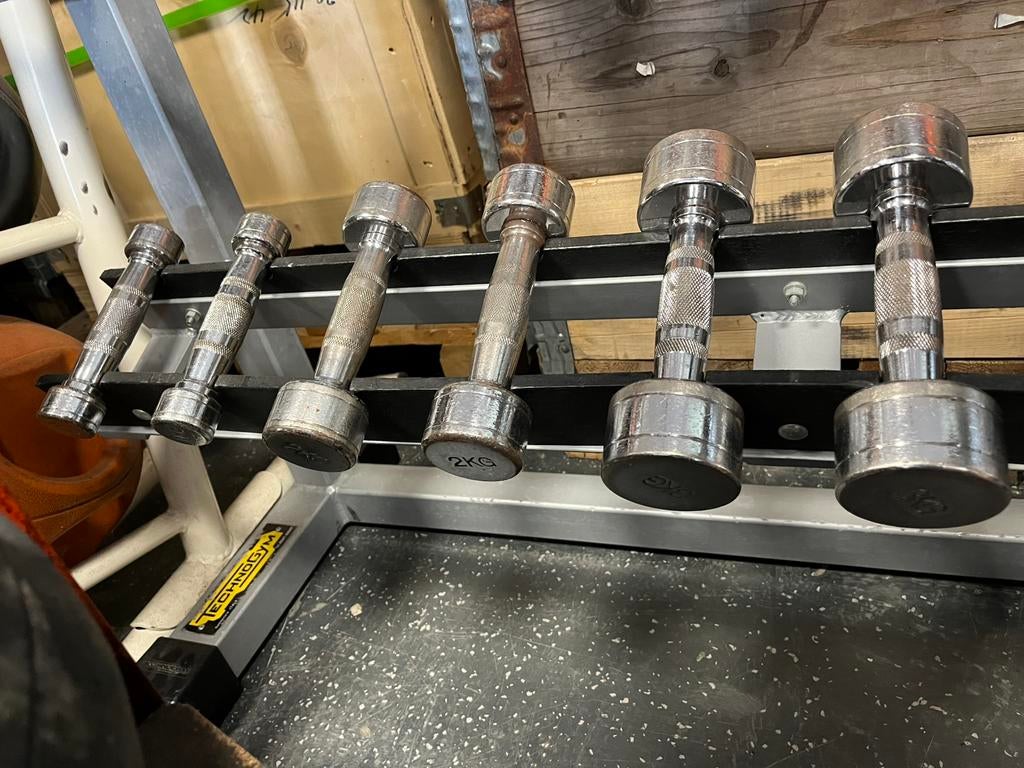 Chrome dumbbells 1-2-3 kg gewichten dumbbell set, Dumbbell, Gebruikt, Ophalen of Verzenden, 1-2-3 kg