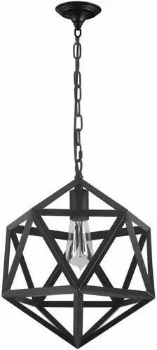Moderne Zwarte Geometrische Hanglamp - Metaal, Huis en Inrichting, Lampen | Hanglampen, Ophalen, Zo goed als nieuw, Metaal, Minder dan 50 cm