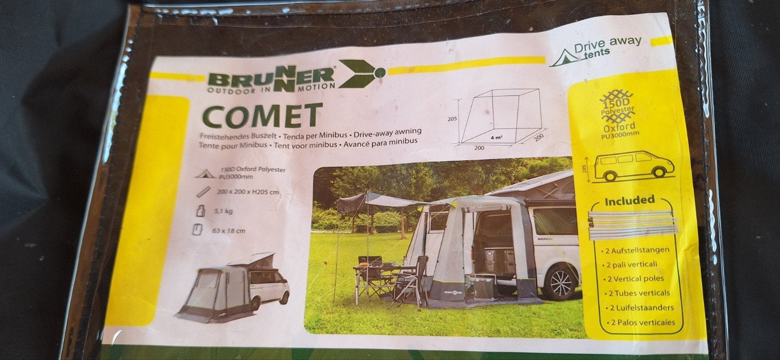 Zgan Brunner comet 150D achtertent / voortent VW T5/T6, Ophalen of Verzenden, Zo goed als nieuw