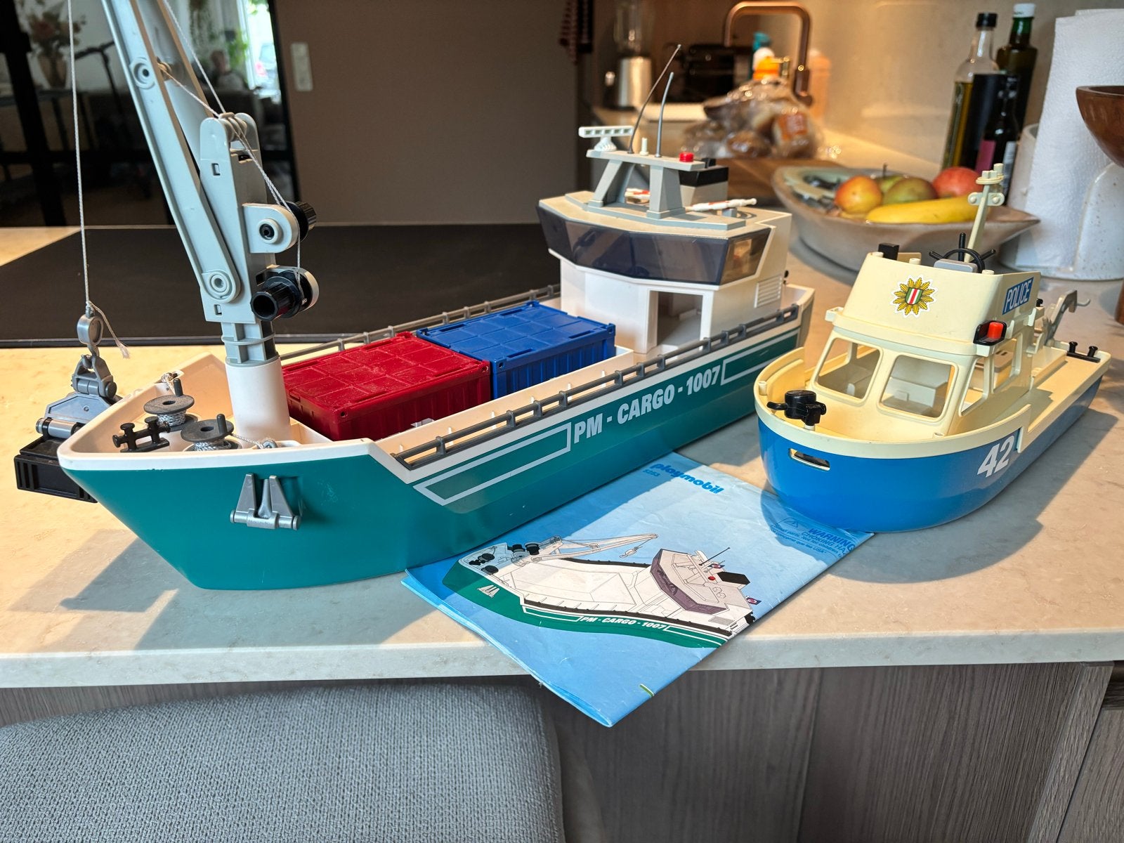 Playmobil 5253 Cargo Schip en Politie Patrouille Boot, Ophalen, Gebruikt, Complete set, City action