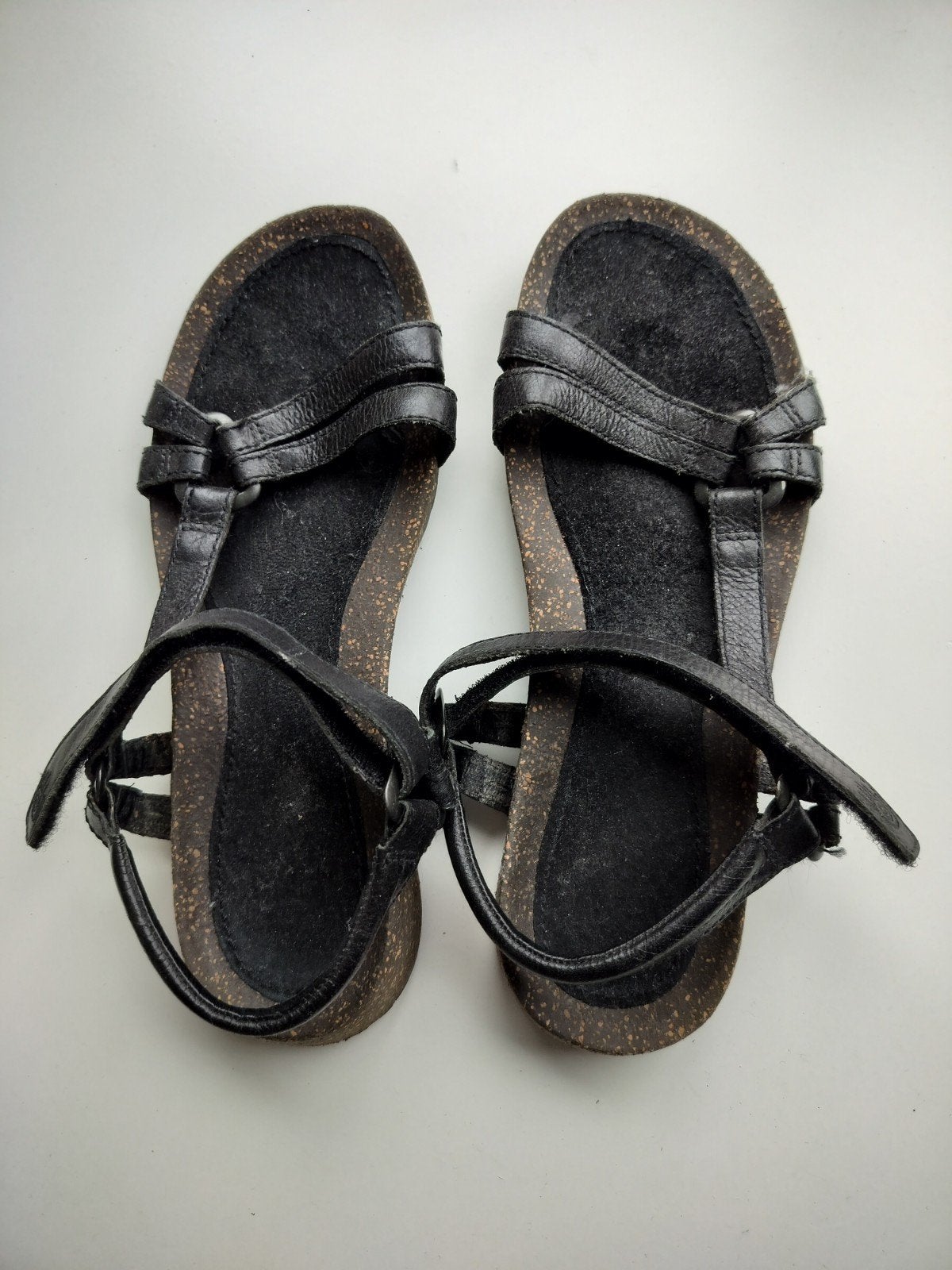 Zwarte, leren sandalen Teva mt 40, Zwart, Zo goed als nieuw, Teva, Sandalen of Muiltjes