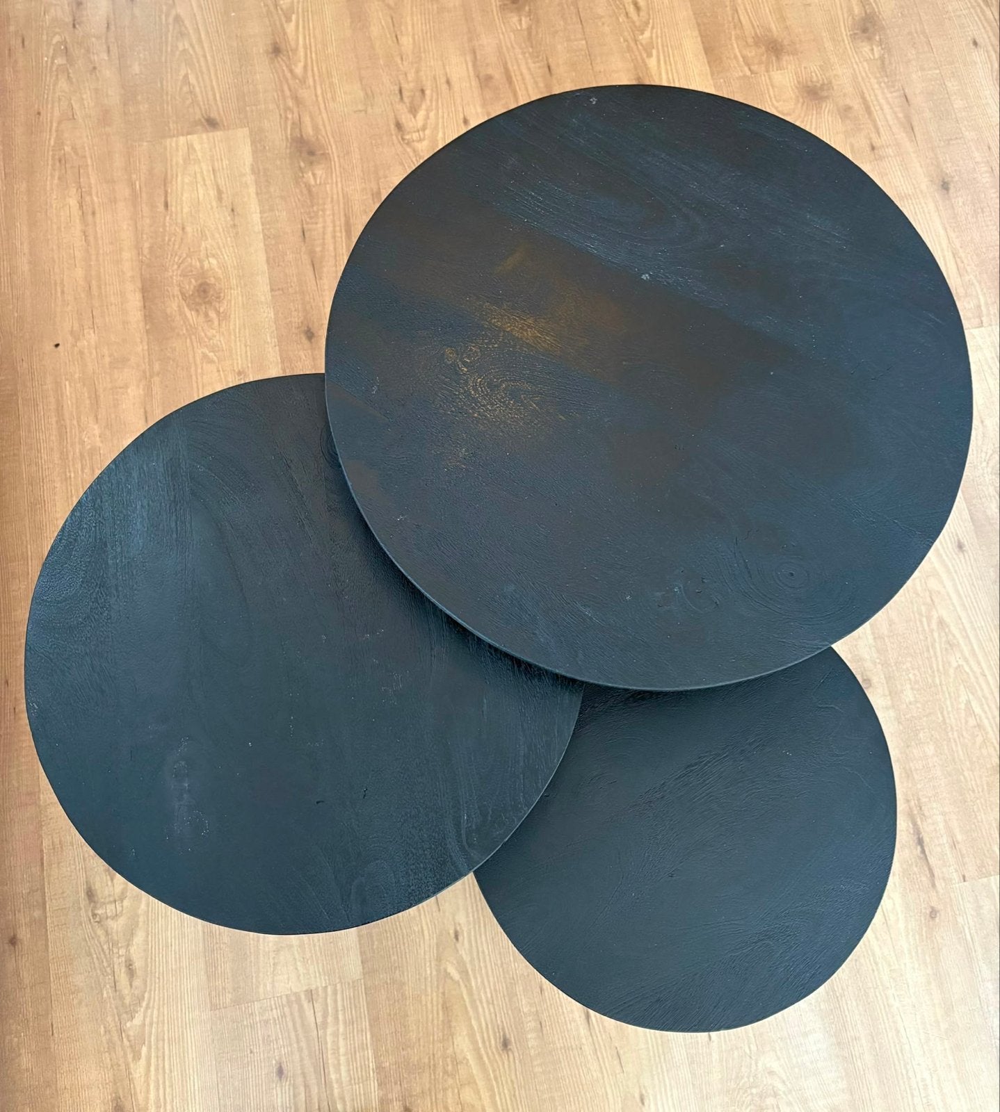 Mangohout salontafels set van 3, Ophalen, Rond, 50 tot 100 cm, Zo goed als nieuw