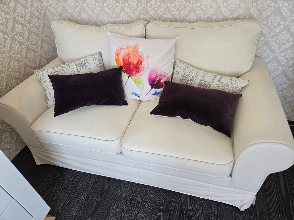 Bankstel (2p), 170x85x65cm, wit (offwhite), Ophalen, Gebruikt, 150 tot 200 cm, Tweepersoons