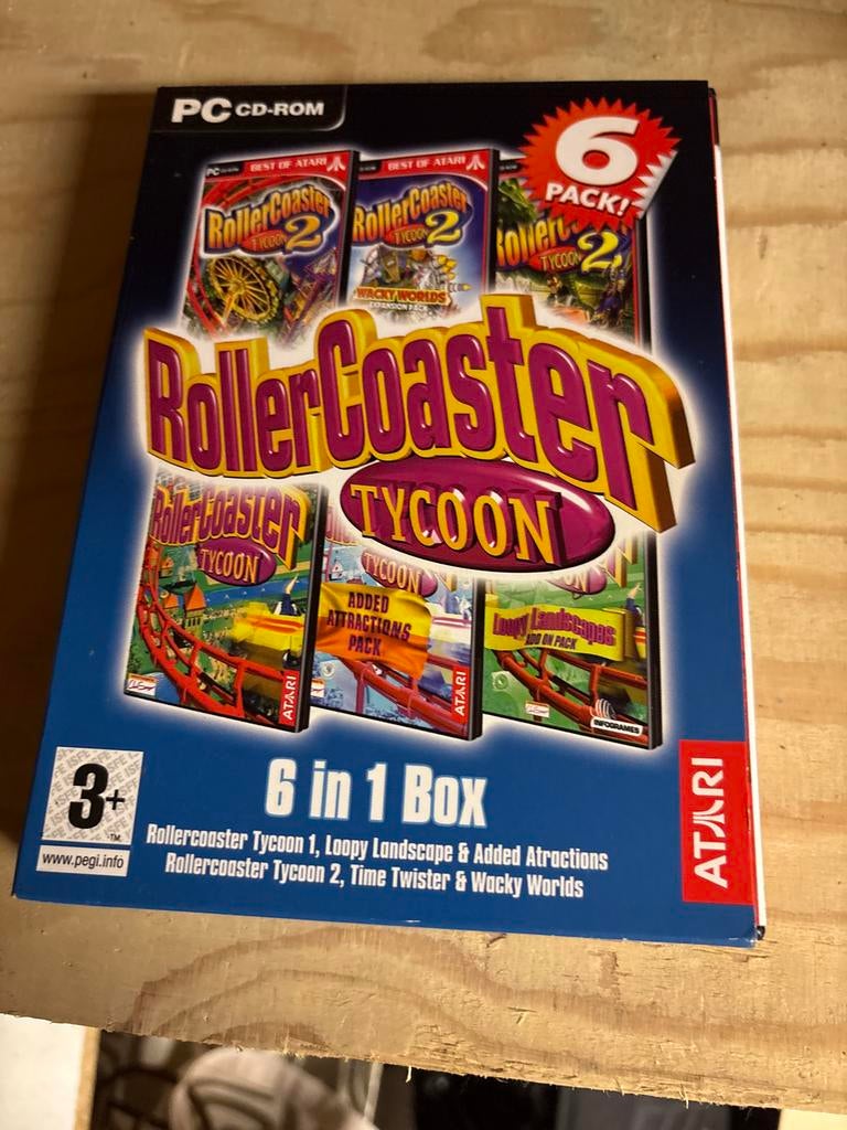 RollerCoaster Tycoon 1 & 2 - 6 in 1 Box PC CD-ROM, Spelcomputers en Games, Gebruikt, 1 speler, Ophalen of Verzenden, Vanaf 3 jaar