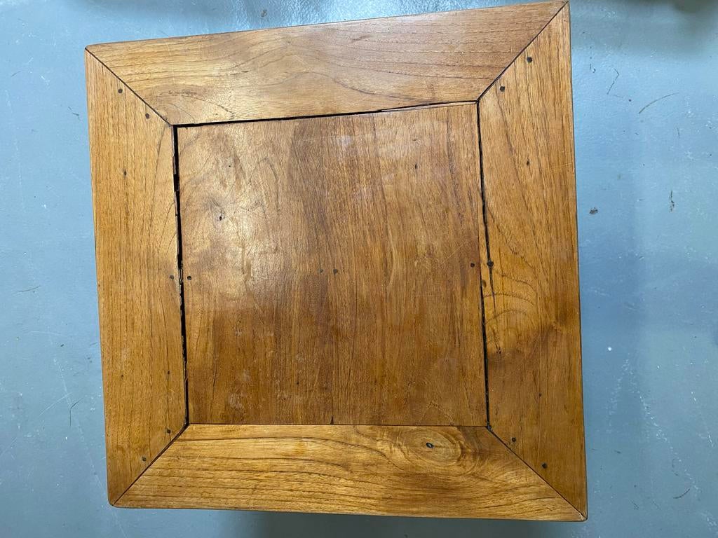 Teak houten bijzettafel met lade 60x60, Huis en Inrichting, Tafels | Bijzettafels, Gebruikt, Vierkant, 45 tot 60 cm, 55 tot 75 cm