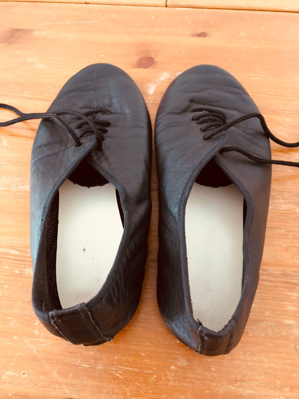 Mooie zwarte leren jazzballet schoenen met veters, maat 34, Sport en Fitness, Ballet, Ophalen of Verzenden, Zo goed als nieuw
