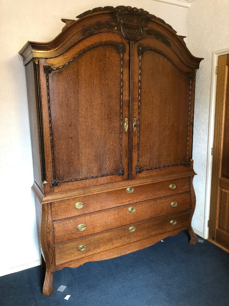 prachtig antiek eiken kabinet kast linnenkast buffetkast, Ophalen