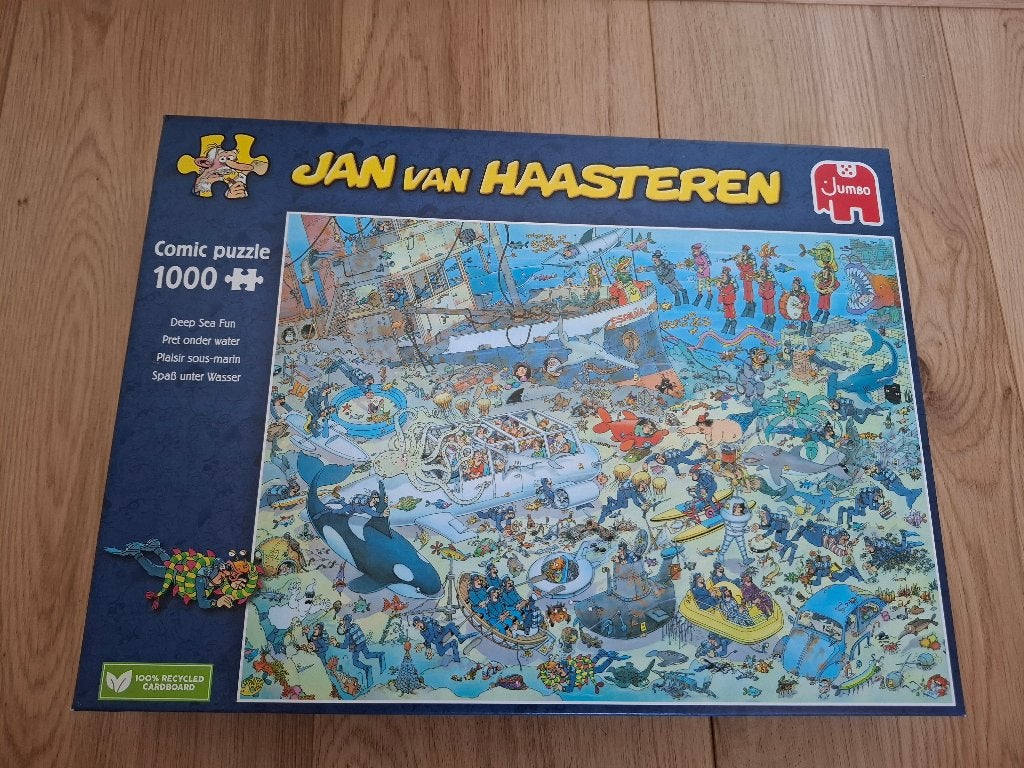 Jan van Haasteren puzzel (Pret onder water), Hobby en Vrije tijd, Denksport en Puzzels, Ophalen of Verzenden, 500 t/m 1500 stukjes