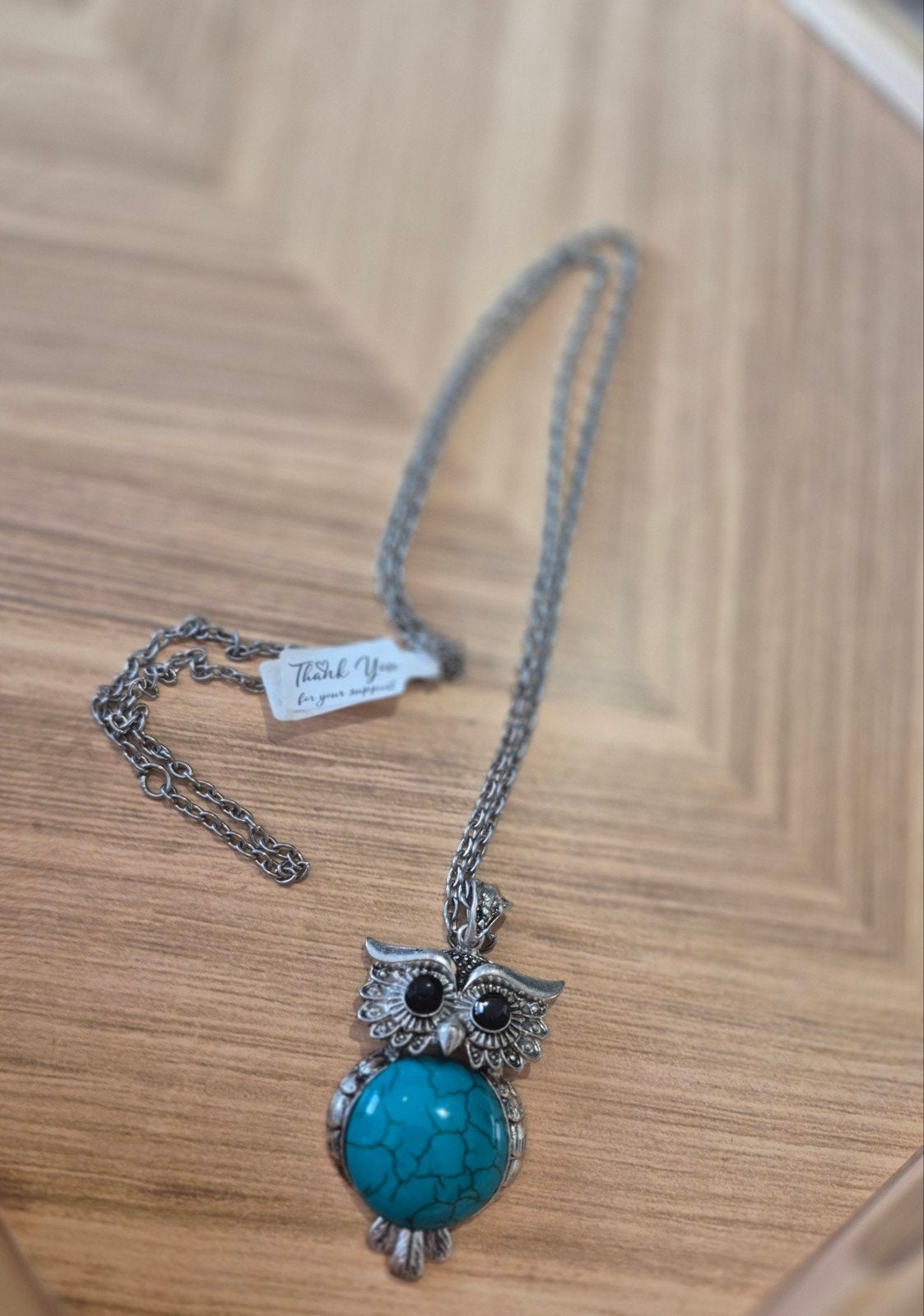 Mooie nieuwe ketting met uil hanger, Nieuw, Ophalen of Verzenden, Zilver, Overige materialen