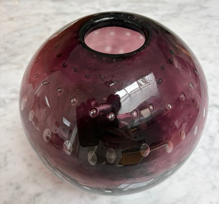zware glazen bolvaas Murano stijl amethist bullicante, Antiek en Kunst, Ophalen