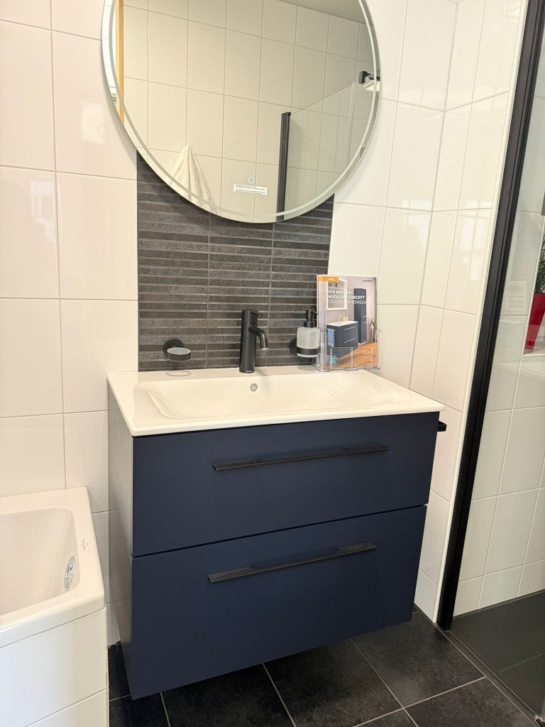 Complete Geberit badmeubelset 80 cm met spiegel – mat blauw, Ophalen, Overige typen, Nieuw, 50 tot 100 cm