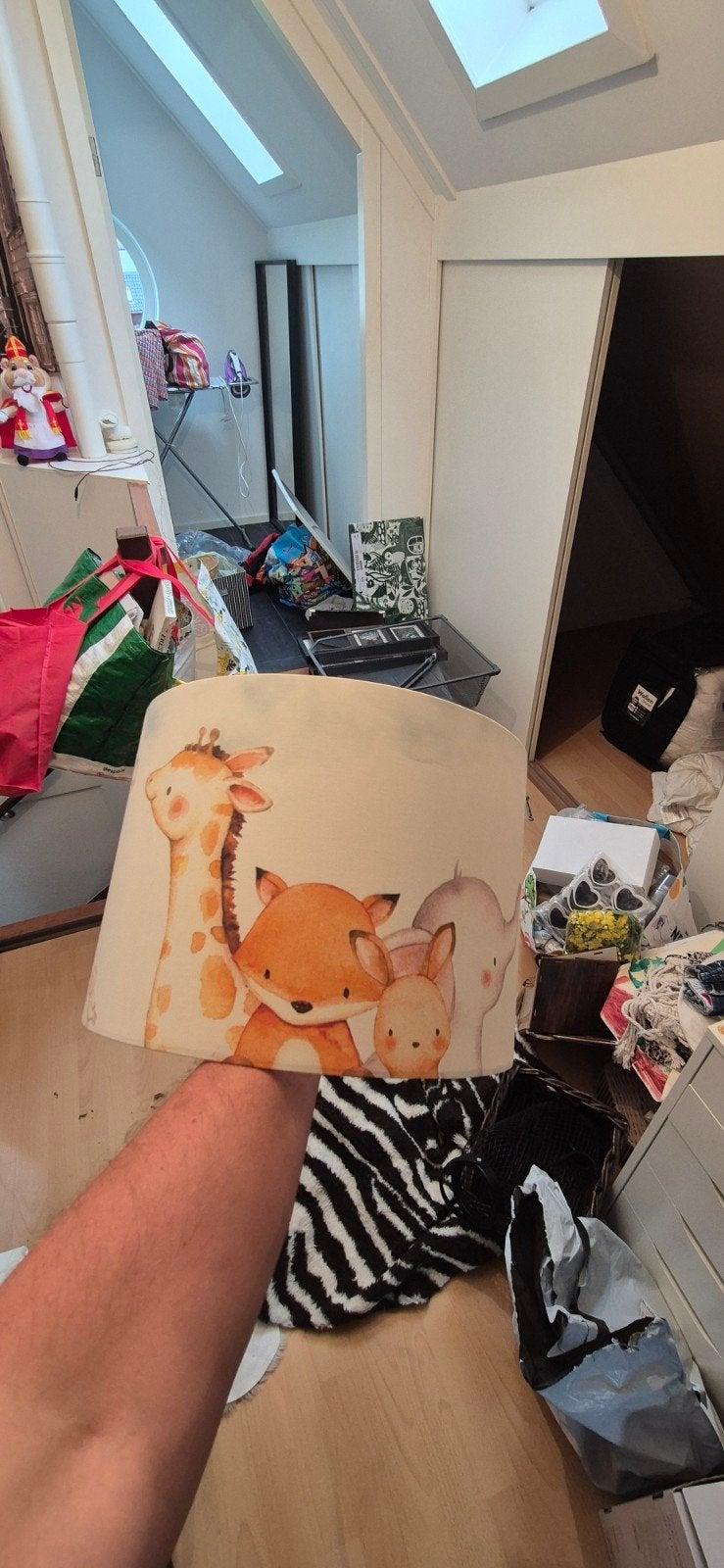 Hanglamp kinderkamer met vrolijke diertjes - E27 fitting, Ophalen of Verzenden, Zo goed als nieuw, Lamp