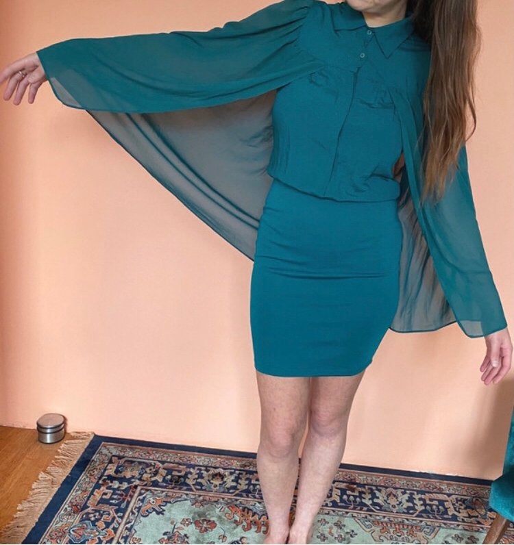 Supertrash jurk met cape mouwen - Maat 36 (S), Ophalen of Verzenden, Zo goed als nieuw, Maat 36 (S), Boven de knie
