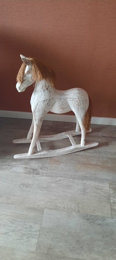 groot houten paard voor de sier, Ophalen, Gebruikt, Wit, Hout