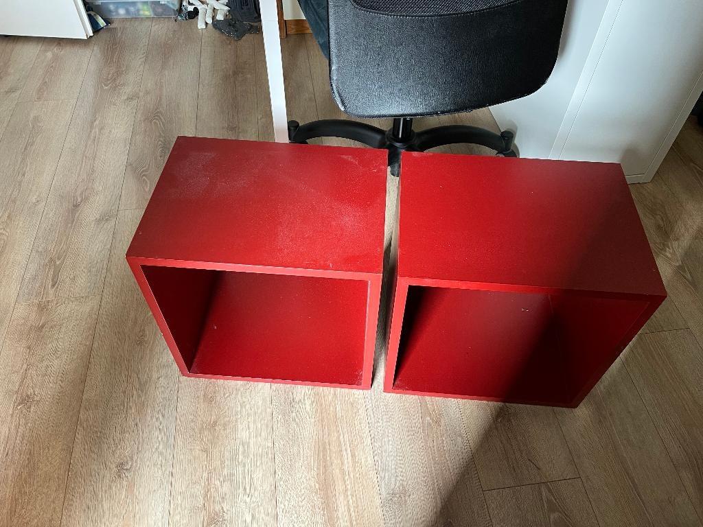 Twee nachtkastjes, gelakt MDF, 40x40x30 cm, Ophalen, Gebruikt, Minder dan 45 cm, Minder dan 55 cm