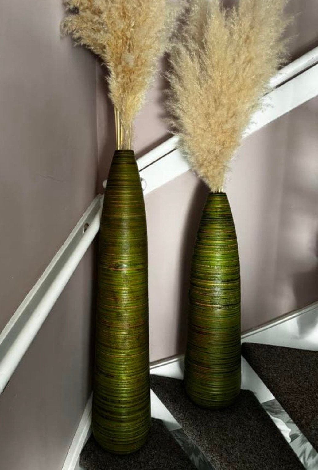 Grote groene vazen, Huis en Inrichting, Woonaccessoires | Vazen, Ophalen, Gebruikt, Groen, Hout