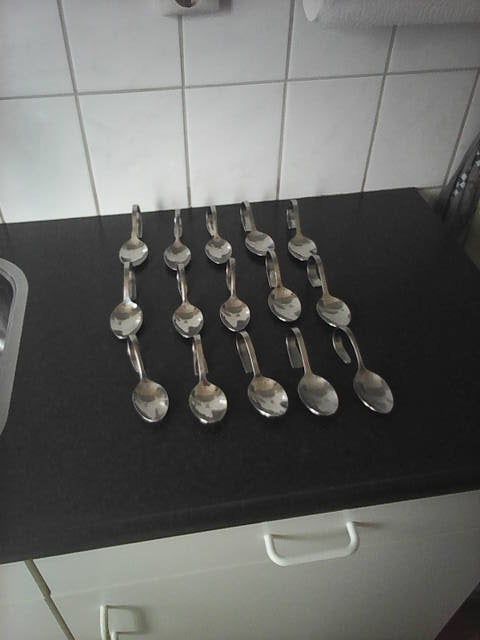 15 amuselepels. Zie beschrijving., Ophalen, Gebruikt, Rvs of Chroom, Los bestek