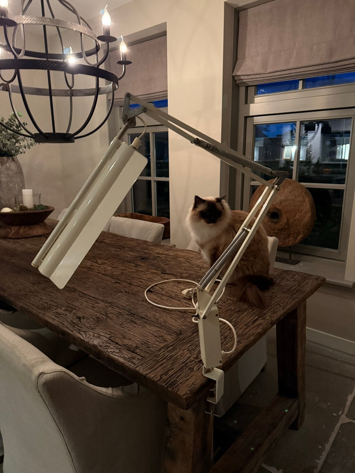 Vintage Bureaulamp met Klem - Verstelbaar Design, Bureaulamp, Vintage, Wit, Ophalen of Verzenden