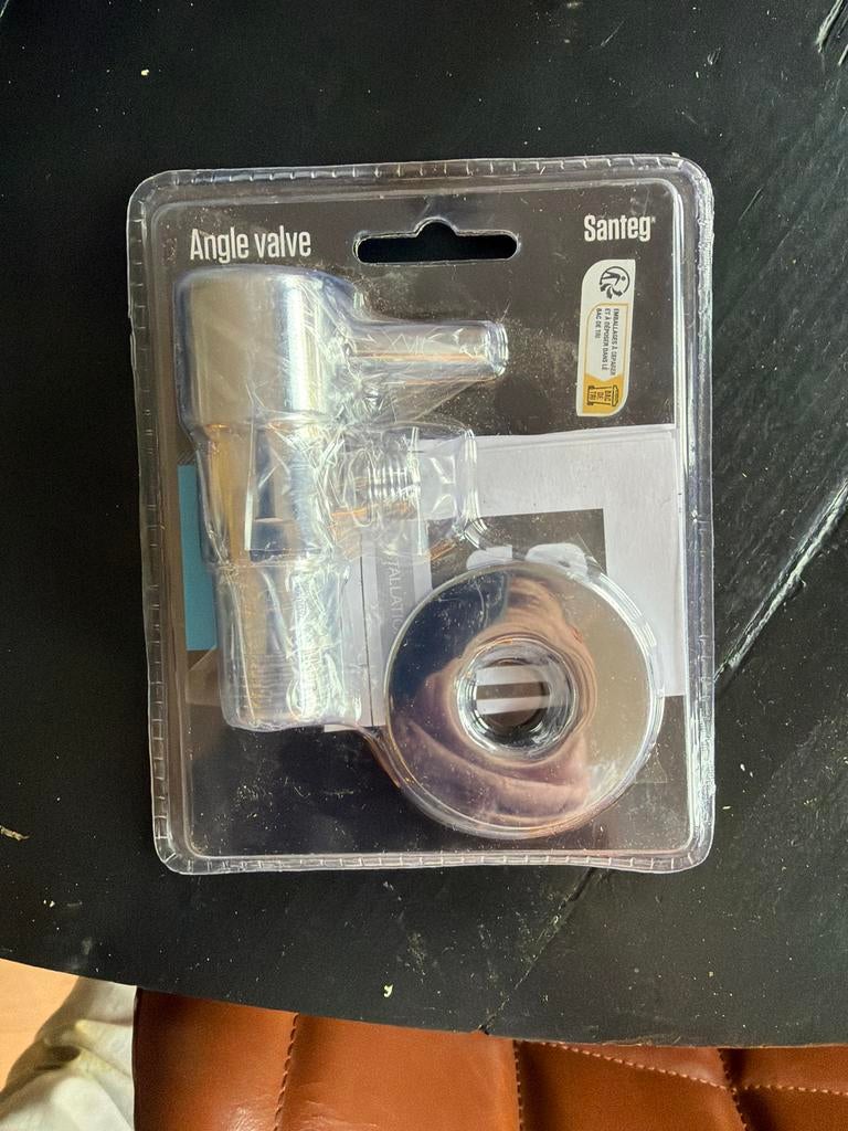 Santeg Hoekstopkraan 1/2" x 3/8" - Nieuw in verpakking, Doe-het-zelf en Verbouw, Sanitair, Ophalen of Verzenden, Nieuw, Chroom