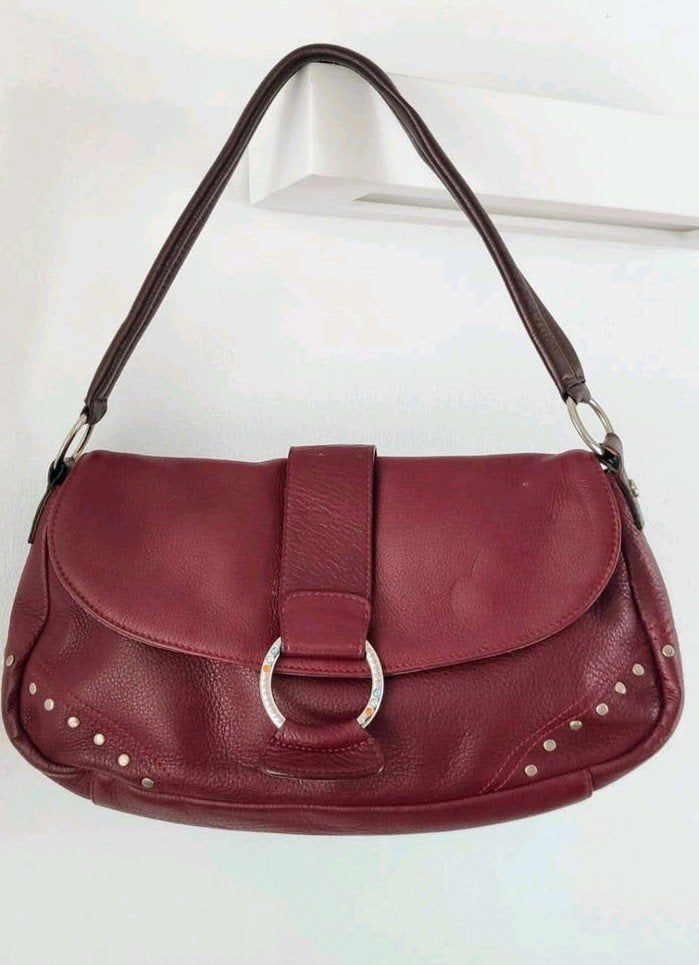 Vintage, Y2K, Giovanni Valentino Bordeaux rode Leren Tas, Sieraden, Tassen en Uiterlijk, Ophalen of Verzenden, Rood, Handtas