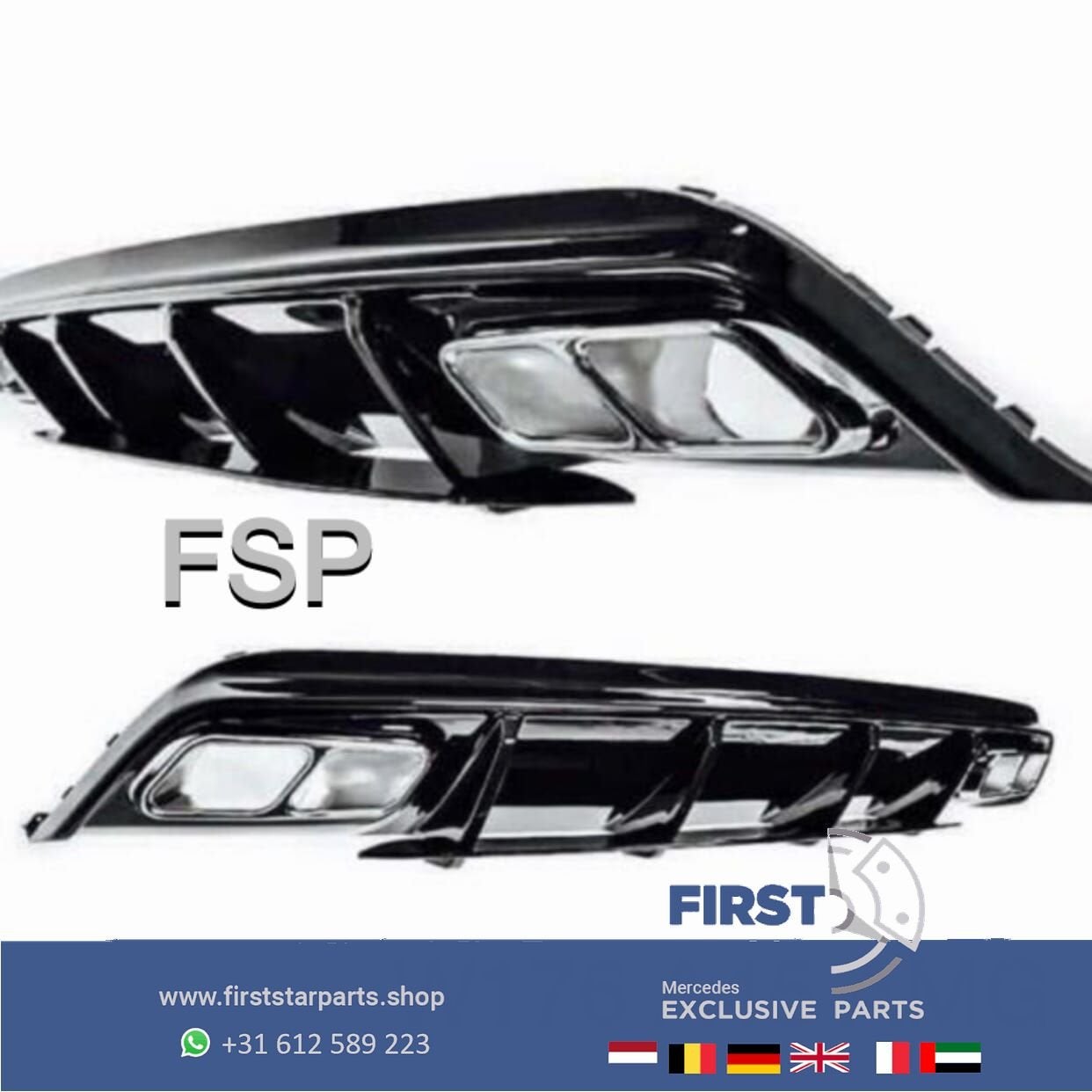 W176 FACELIFT A45 AMG DIFFUSER + UITLAAT SIERSTUKKEN AERO PA, -, -, -