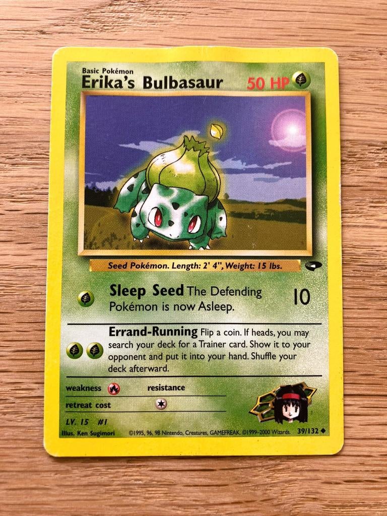 Erika's Bulbasaur 39/132 - Gym Challenge, Ophalen of Verzenden, Gebruikt, Losse kaart