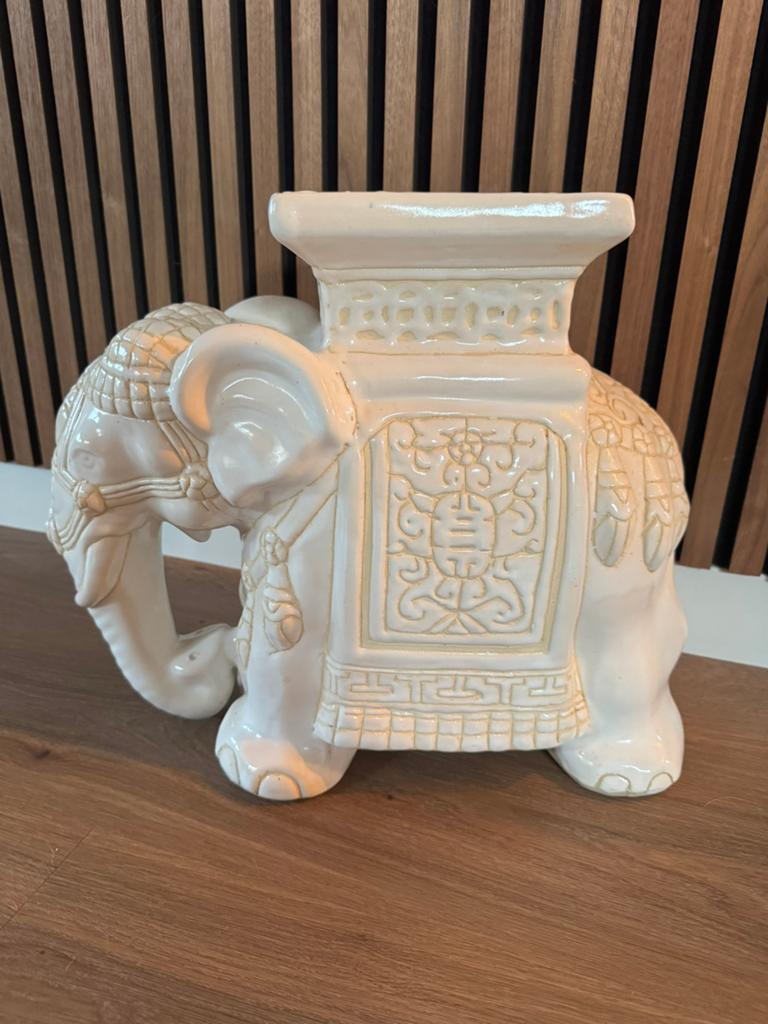 Prachtige Vintage Keramieken Olifant – Plantentafel, Ophalen, Zo goed als nieuw