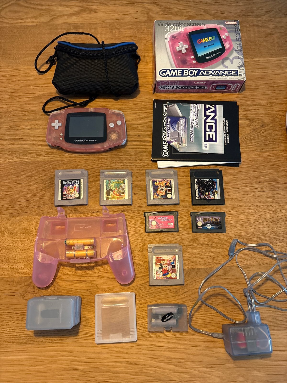 Nintendo Game Boy Advance Roze met doos, handgreep en games, Gebruikt, 1 speler, Vanaf 3 jaar, Ophalen
