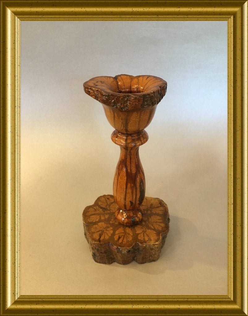 Mooie oude houten kandelaar, Antiek en Kunst, Ophalen of Verzenden, Overige materialen