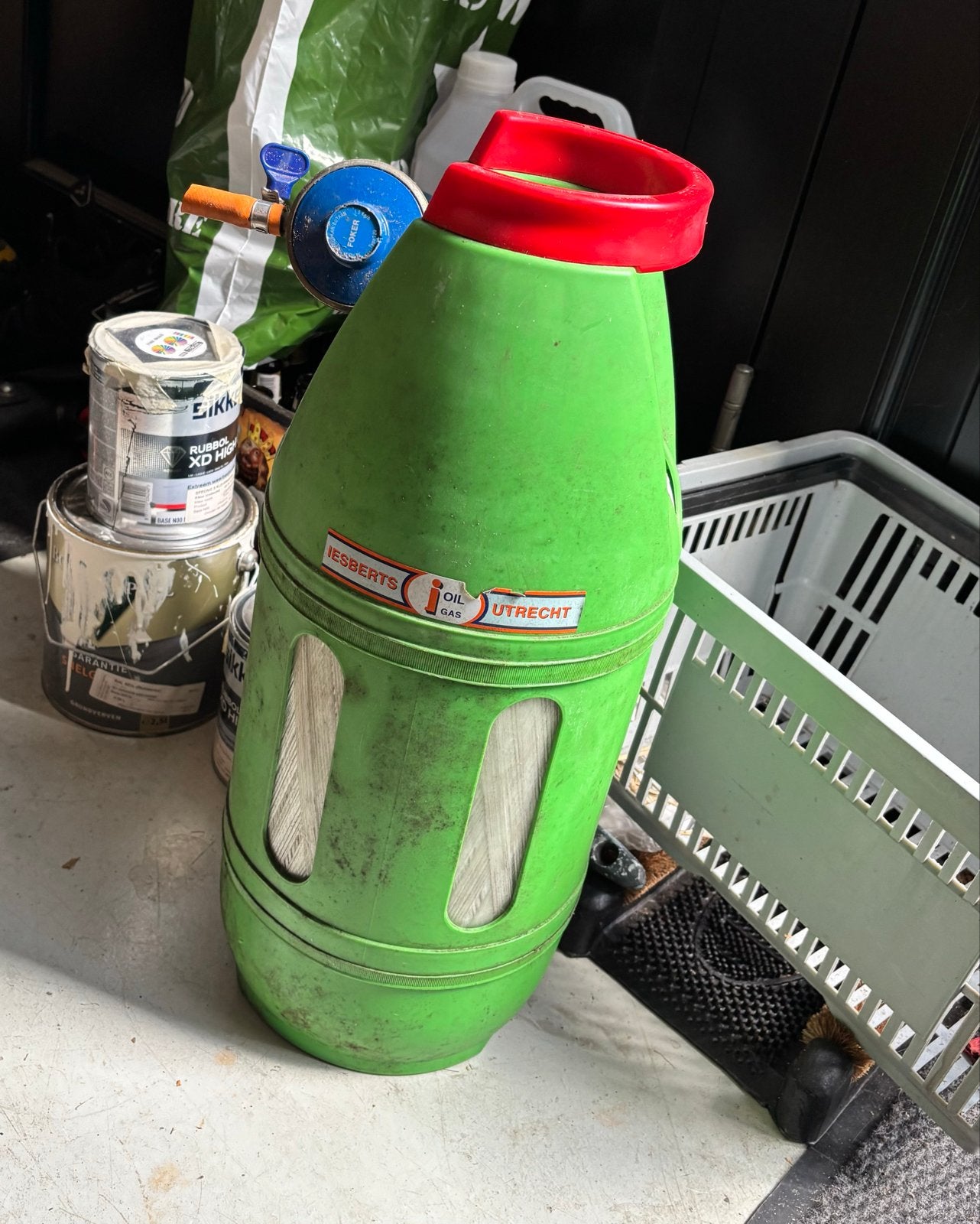 Groene gasfles leeg, 100 liter of meer, Ophalen, Gebruikt